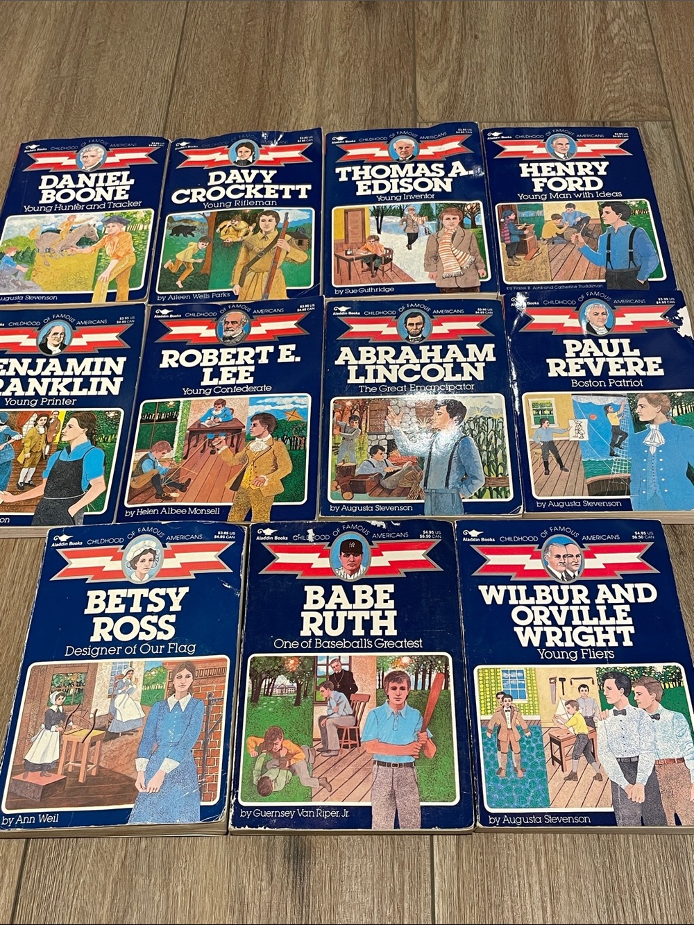 11 VTG books Childhood Of Famous Americans -Boone Edison Franklin Lincoln Revere